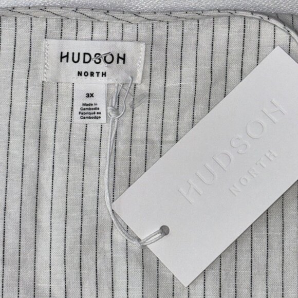 NWT Hudson North Linen Blend Wrap Comfy Stylish Belted Stripe Linen Dress Sz 3XL - Picture 4 of 16